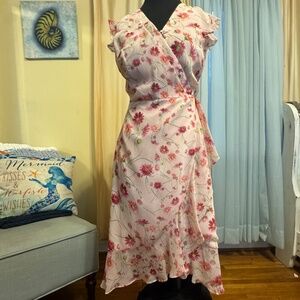 Karl Lagerfeld Paris -Floral Wrap Style Dress - Size 6 -Light pink